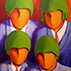 four faces of famous rock group - The Beatles.